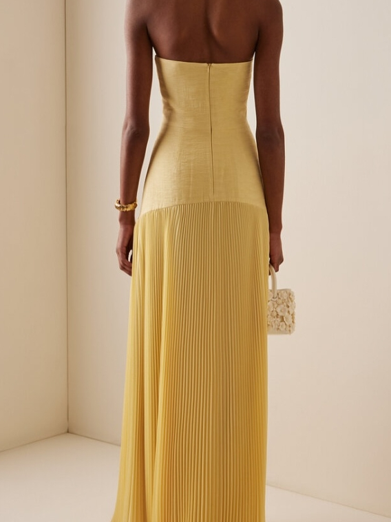 Ruby - Chic Strapless Pleated Maxi Dress