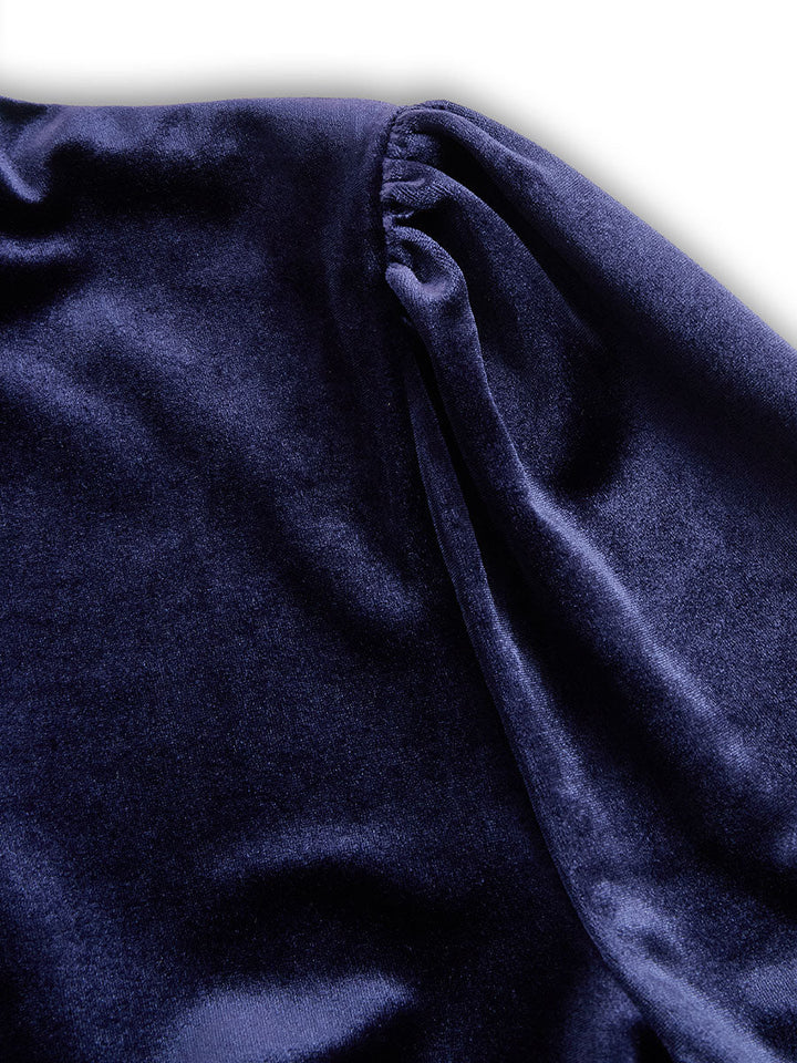 Sibella - Navy Long-Sleeve Formal Midi Dress