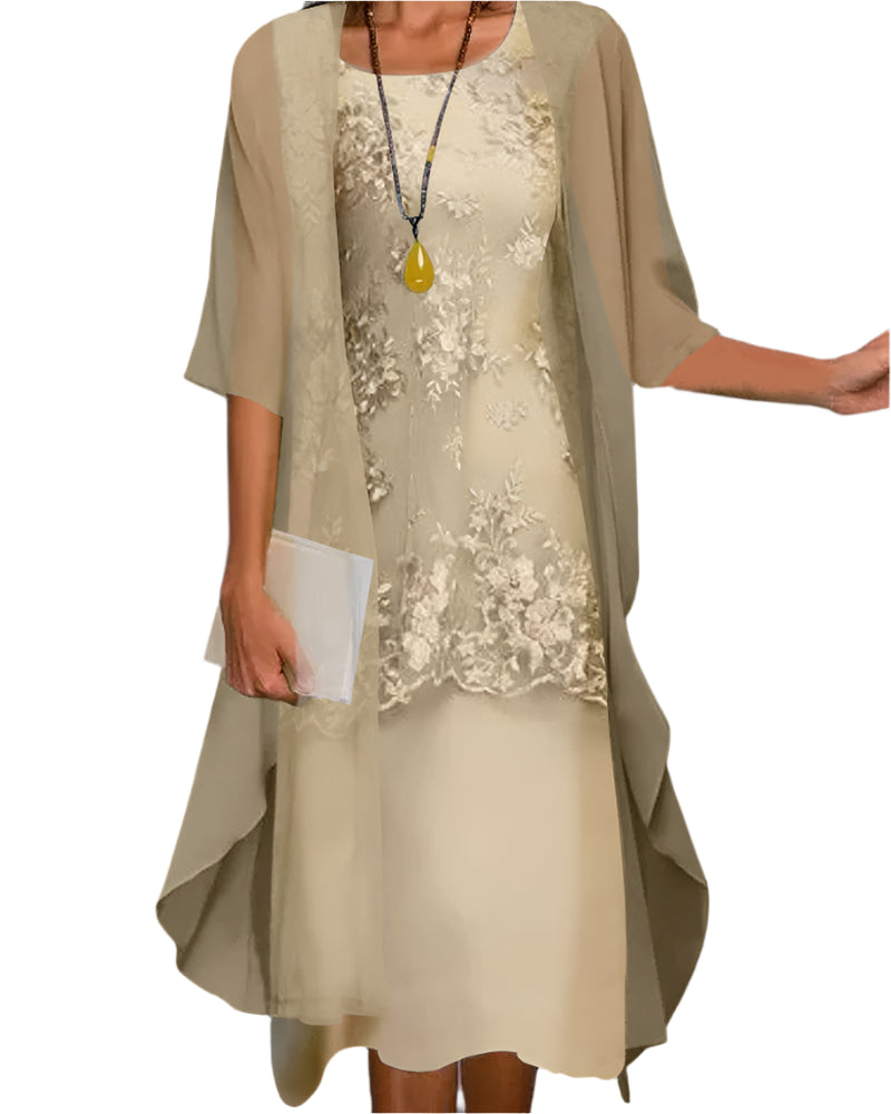 Carol - Women Wedding Guest Dress with Flowing Sheer Sleeve