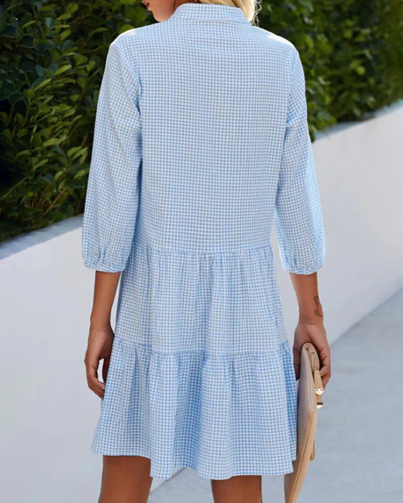 Lorraine - Elegant Summer Check Dress