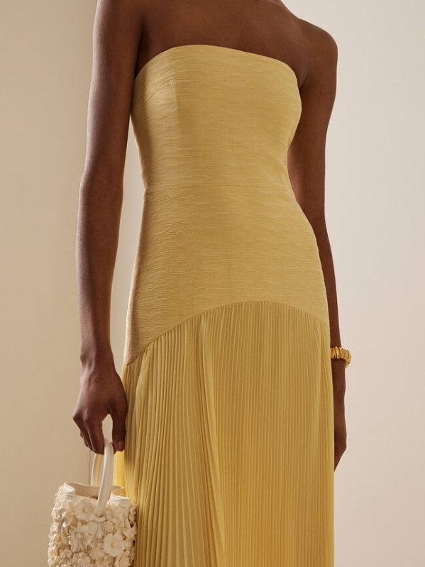 Ruby - Chic Strapless Pleated Maxi Dress