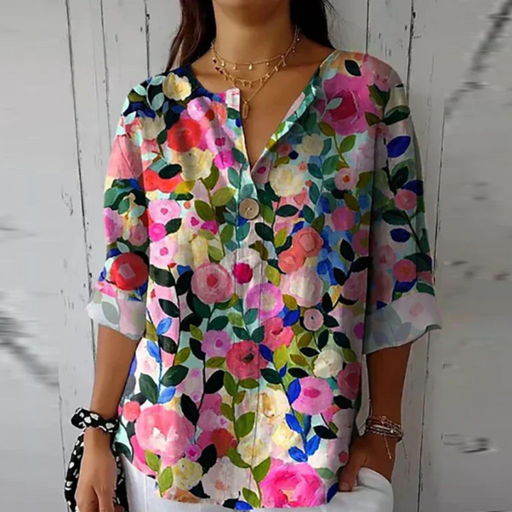 Arlene - Chic Summer Floral Print Blouse