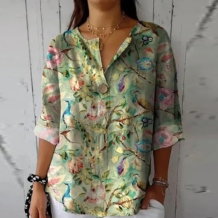 Arlene - Chic Summer Floral Print Blouse