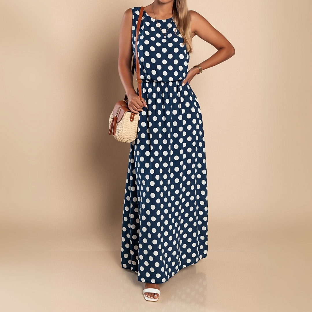 Paula - Elegant Polka Dot Maxi Dress