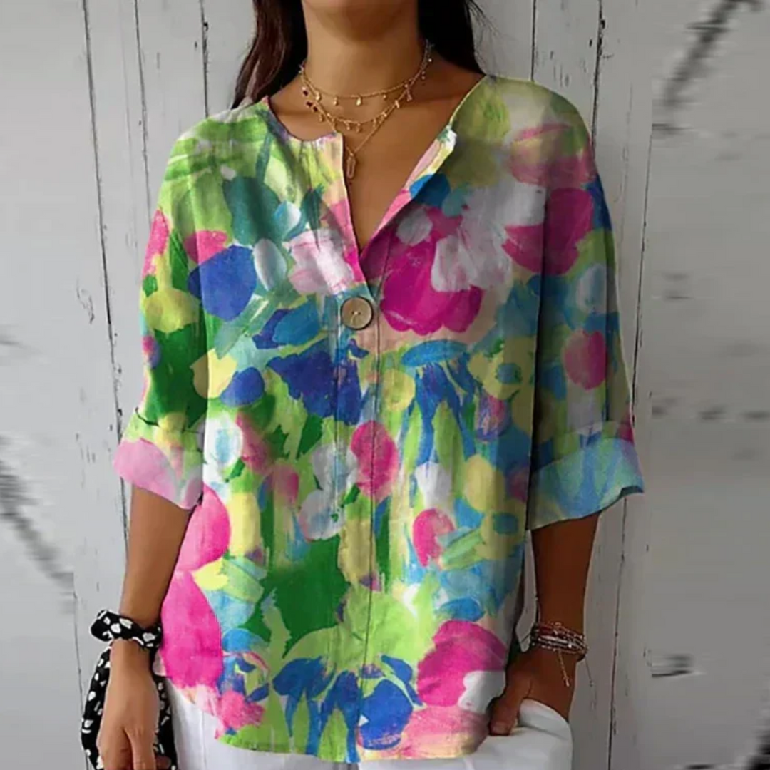 Arlene - Chic Summer Floral Print Blouse