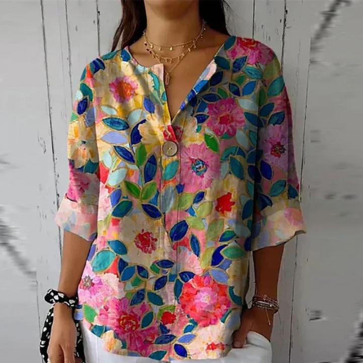 Arlene - Chic Summer Floral Print Blouse