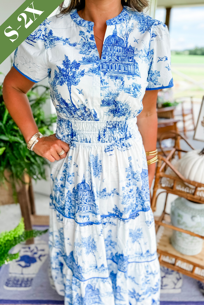 Camille - Classic Toile Maxi Dress