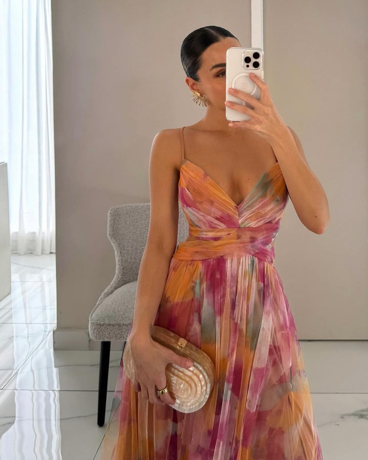 Cindy - Chic Floral Print A-line Maxi Dress