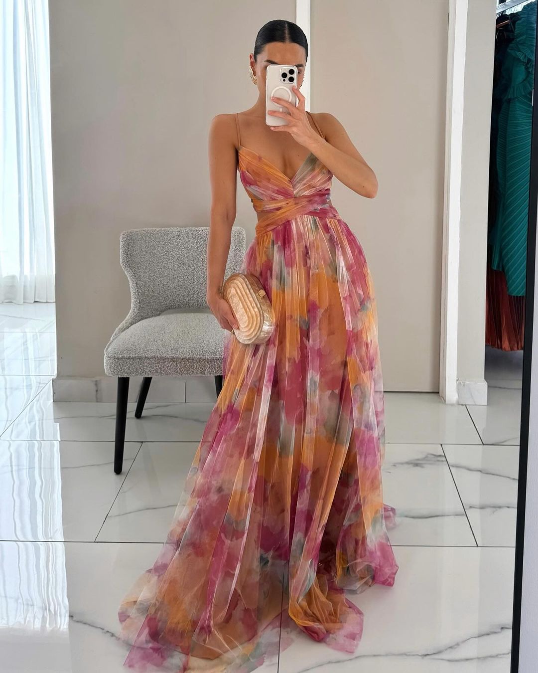 Cindy - Chic Floral Print A-line Maxi Dress