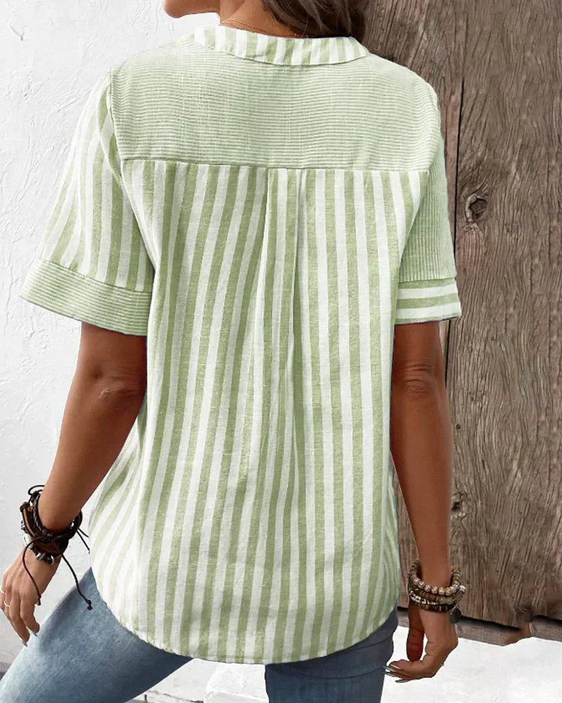 Monroe - Soft Striped Spring Blouse
