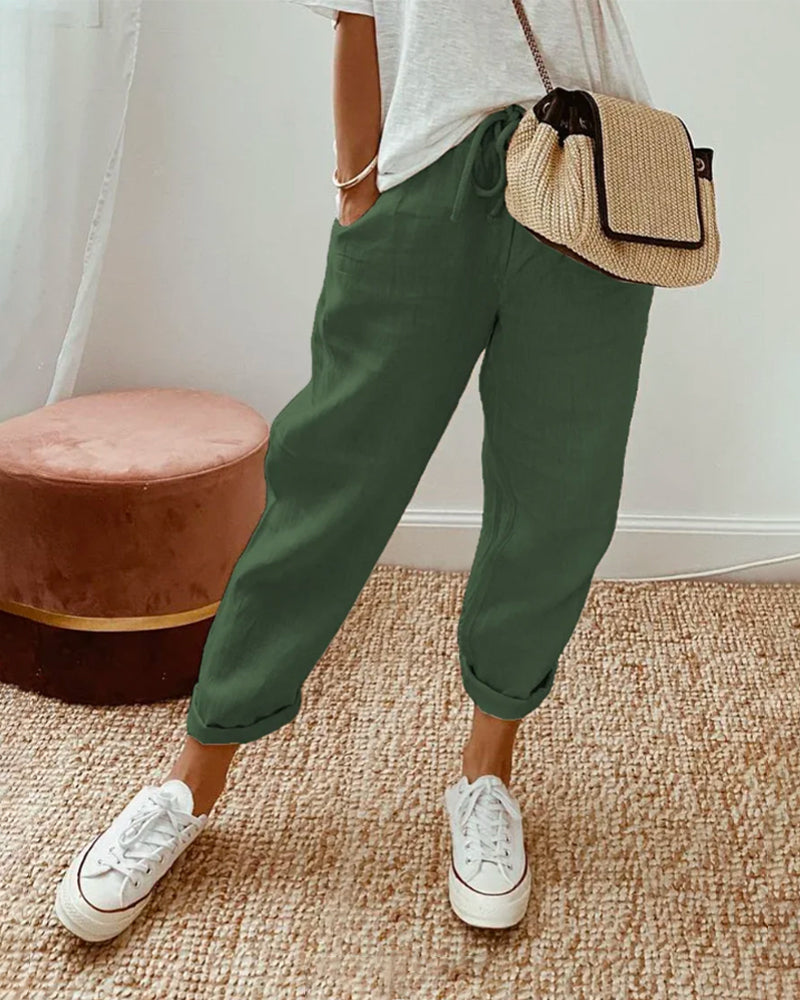 Elga - Stylish Casual Linen Trousers