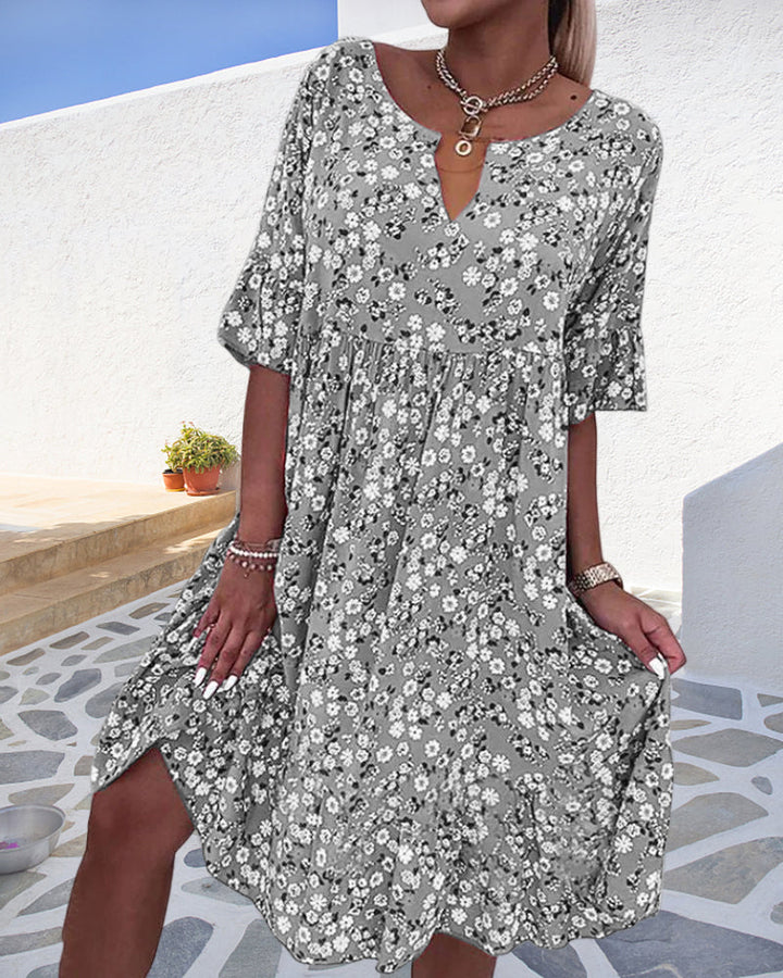 Stella - Women Floral Short Sleeve Midi Dress