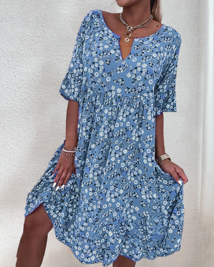 Stella - Women Floral Short Sleeve Midi Dress