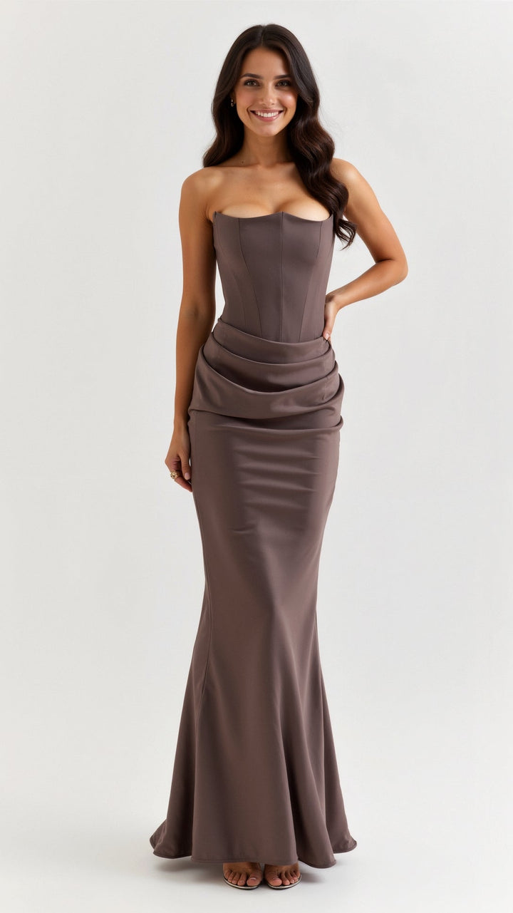 Ana | Women Wedding Guest Strapless Maxi Dress