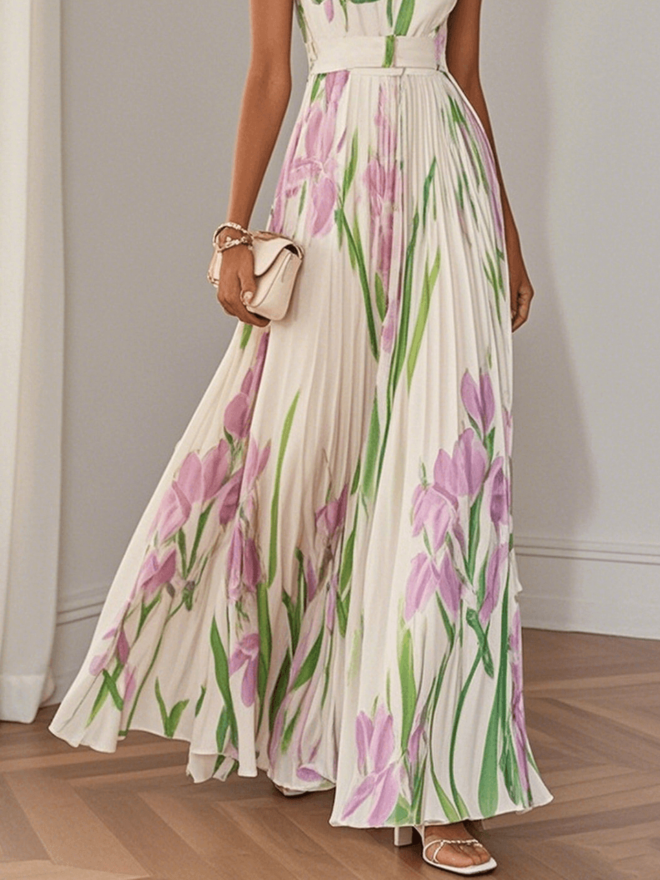 Clara - Women Chiffon Pleated Maxi Dress