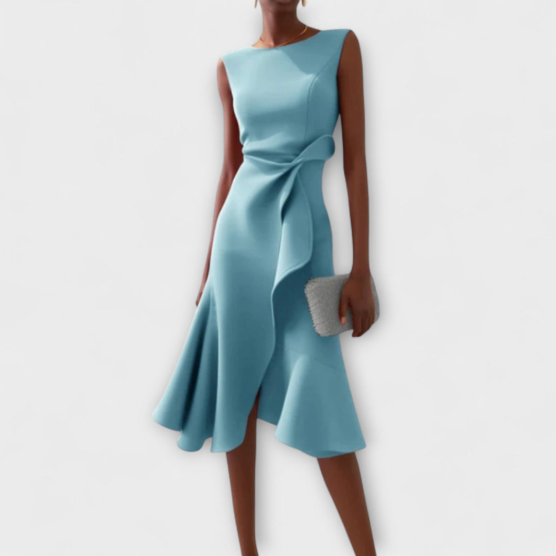 Eleanor - Women’s Draped Asymmetric Midi Dress