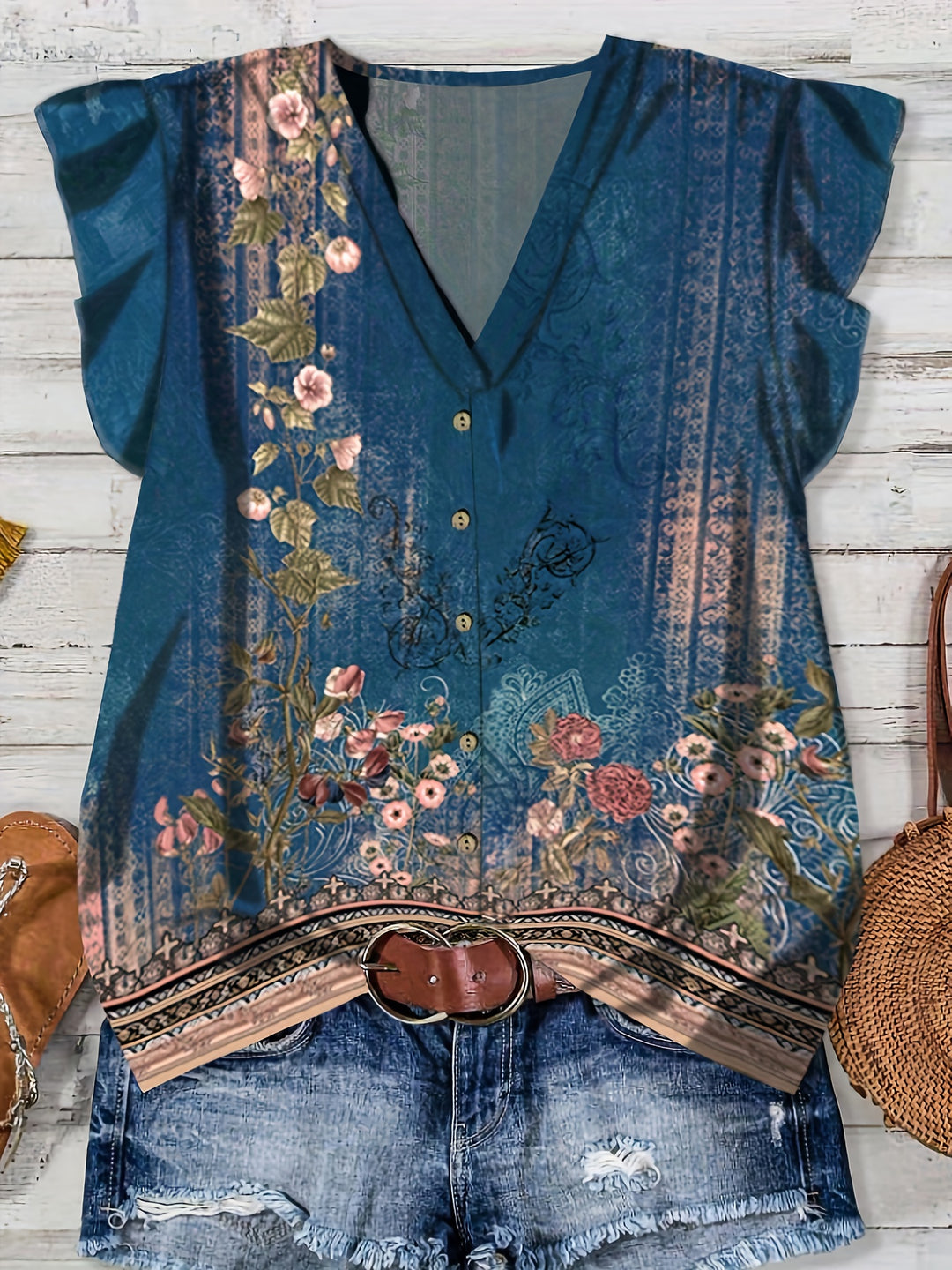 Haven - Summer V-Neck Pullover Blouse