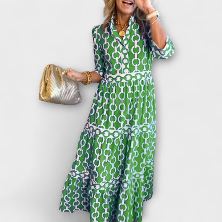 Wendy - Summer Midi Dress with Chain Pattern