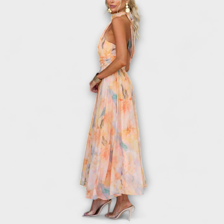 Arie - Elegant Halter Neck Cocktail Dress