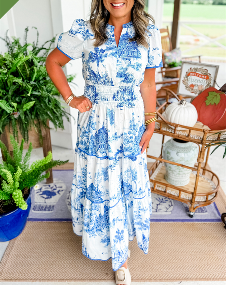 Camille - Classic Toile Maxi Dress