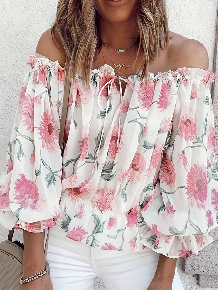 Shirley - Summer Elastic Shoulder Chiffon Blouse