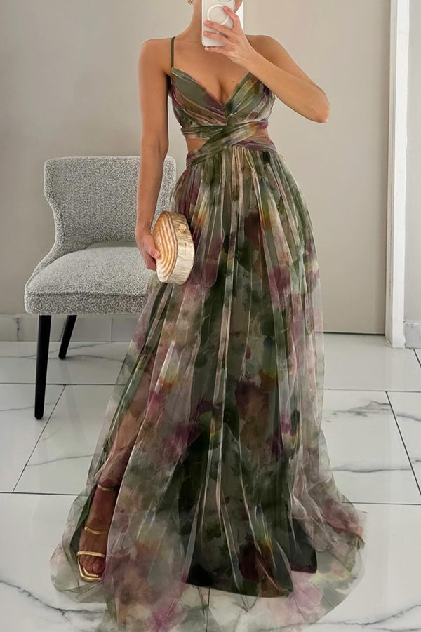 Cindy - Chic Floral Print A-line Maxi Dress