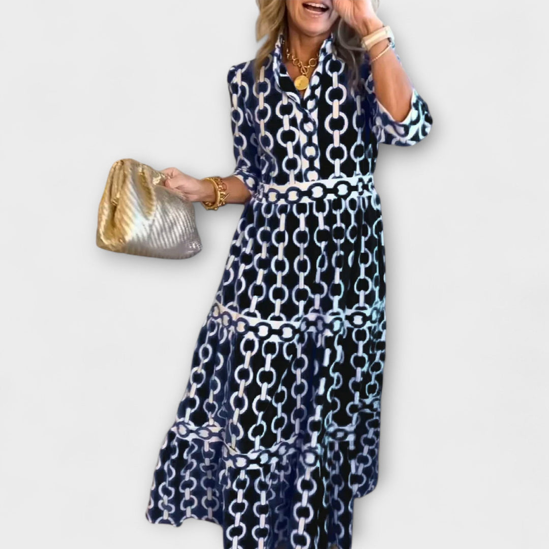 Wendy - Summer Midi Dress with Chain Pattern