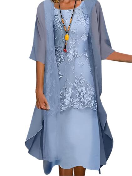 Carol - Women Wedding Guest Dress with Flowing Sheer Sleeve
