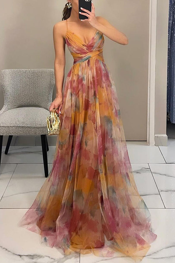 Cindy - Chic Floral Print A-line Maxi Dress