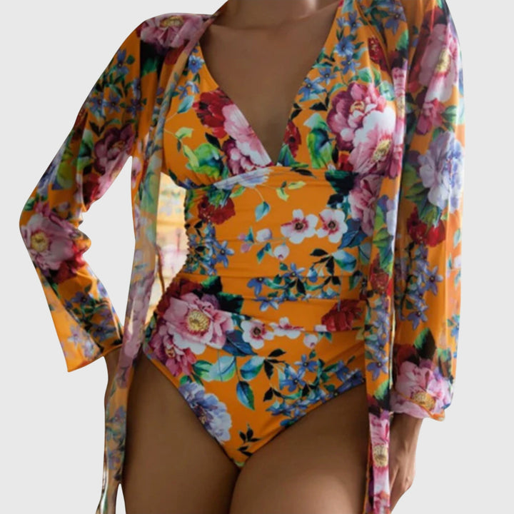 Ruby -  Women’s Elegant Floral Print Swimsuit Set