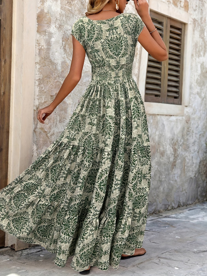 Laura - Printed Patchwork V-Neck Maxi Dress