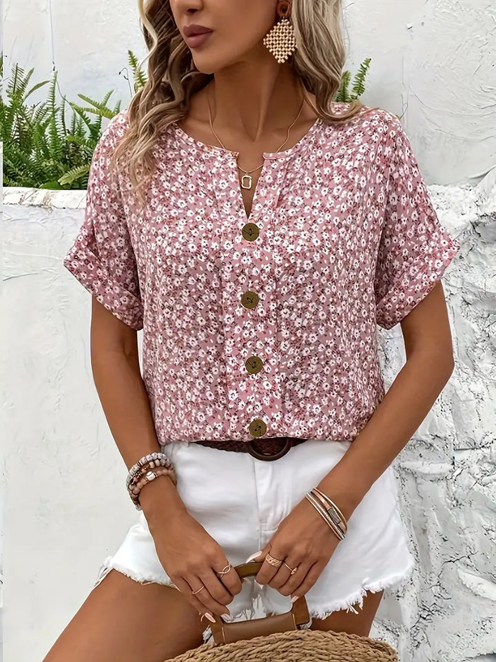 Verna - Chic Floral Print Spring Blouse