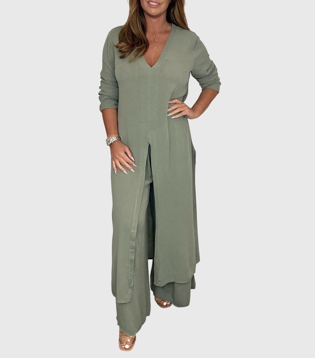 Olivia - Elegant Two-Piece V-Neck Set