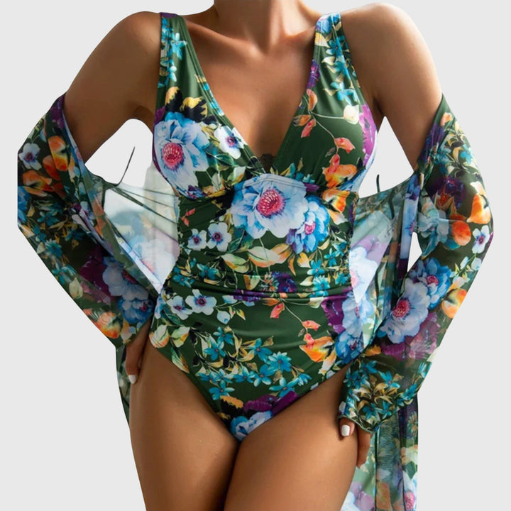 Ruby -  Women’s Elegant Floral Print Swimsuit Set