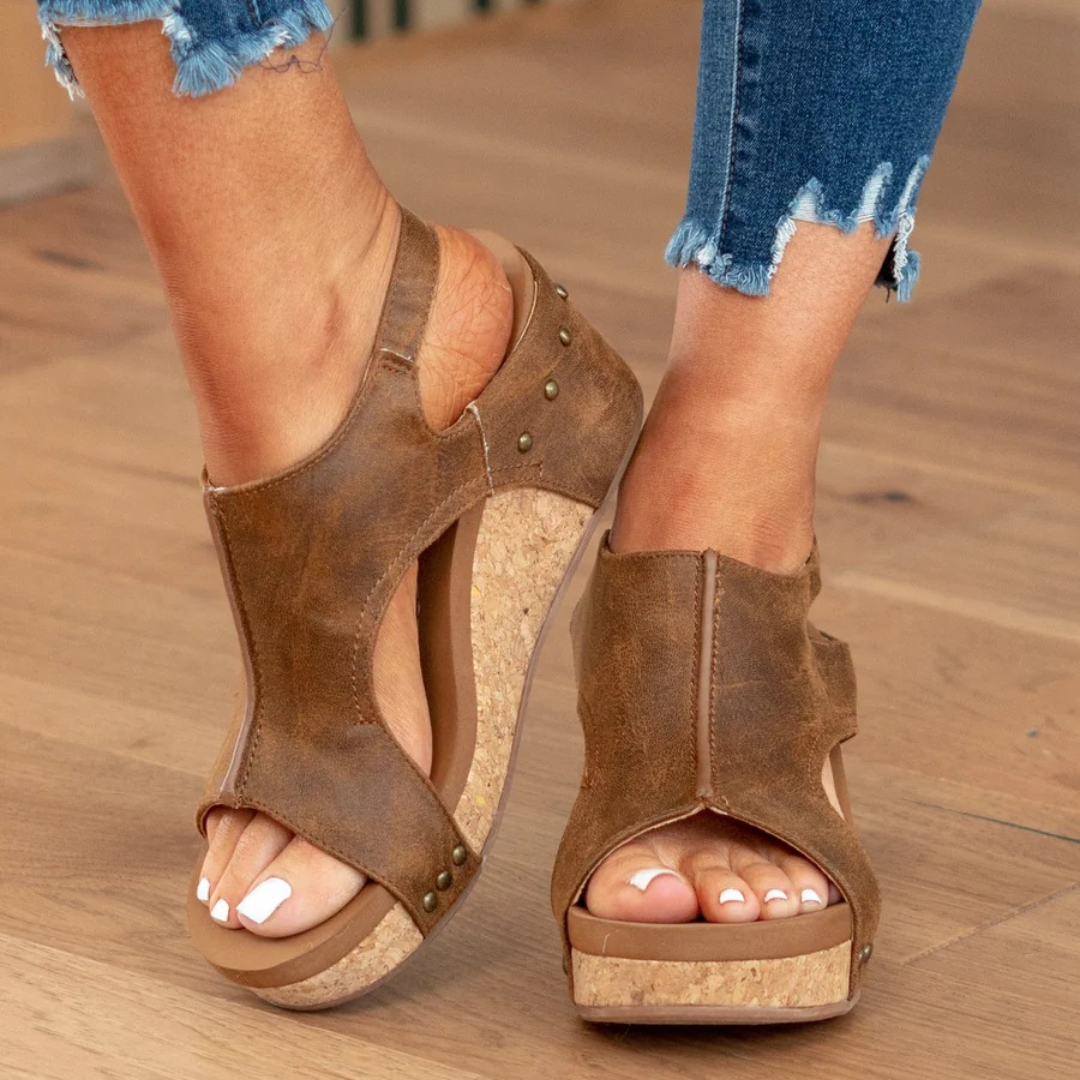 Linda - Suede Wedge Platform Sandals
