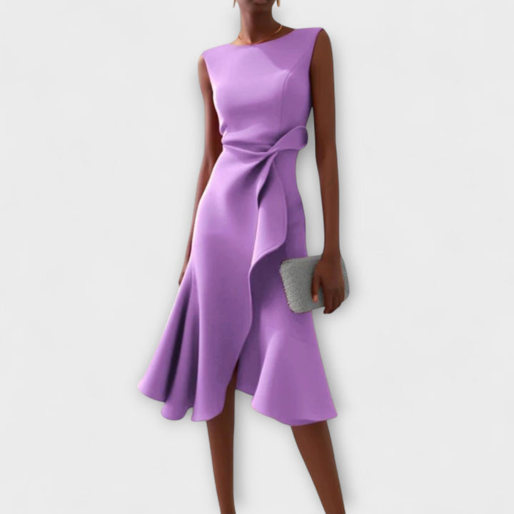 Sheila - Draped Asymmetric Midi Dress