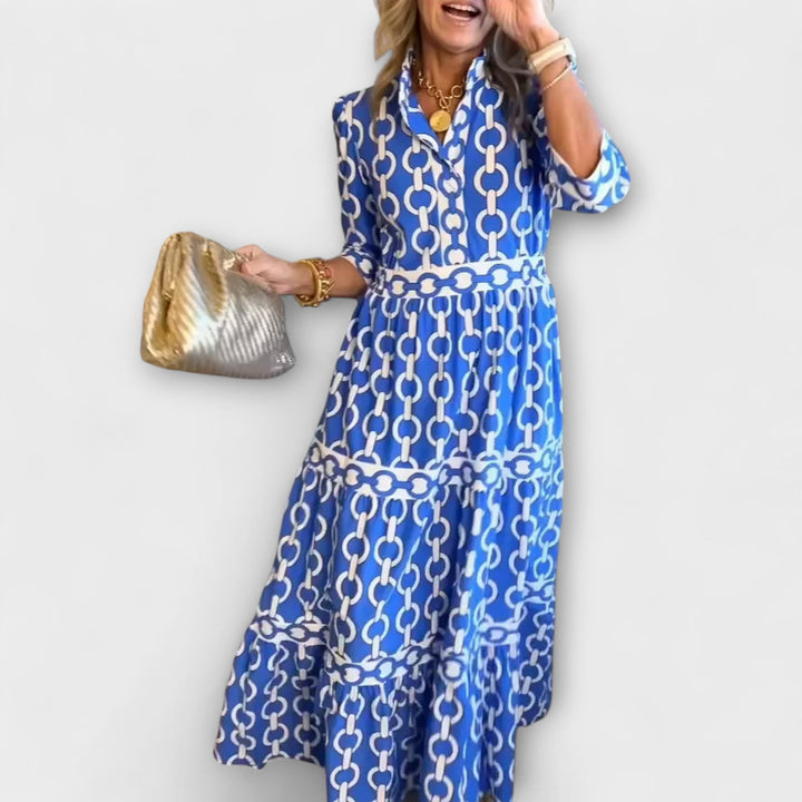 Wendy - Summer Midi Dress with Chain Pattern