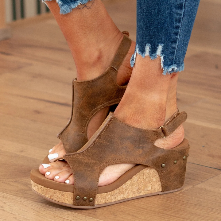 Linda - Suede Wedge Platform Sandals