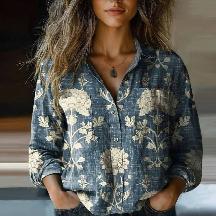 Rebecca - Bohemian Pattern V-Neck Blouse