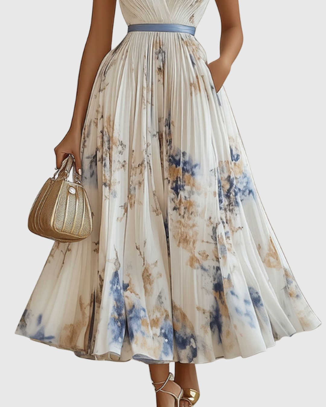 Rowella - Women Elegant Pleated Maxi Dress