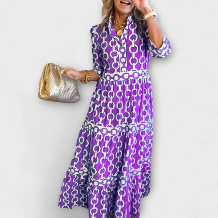 Wendy - Summer Midi Dress with Chain Pattern
