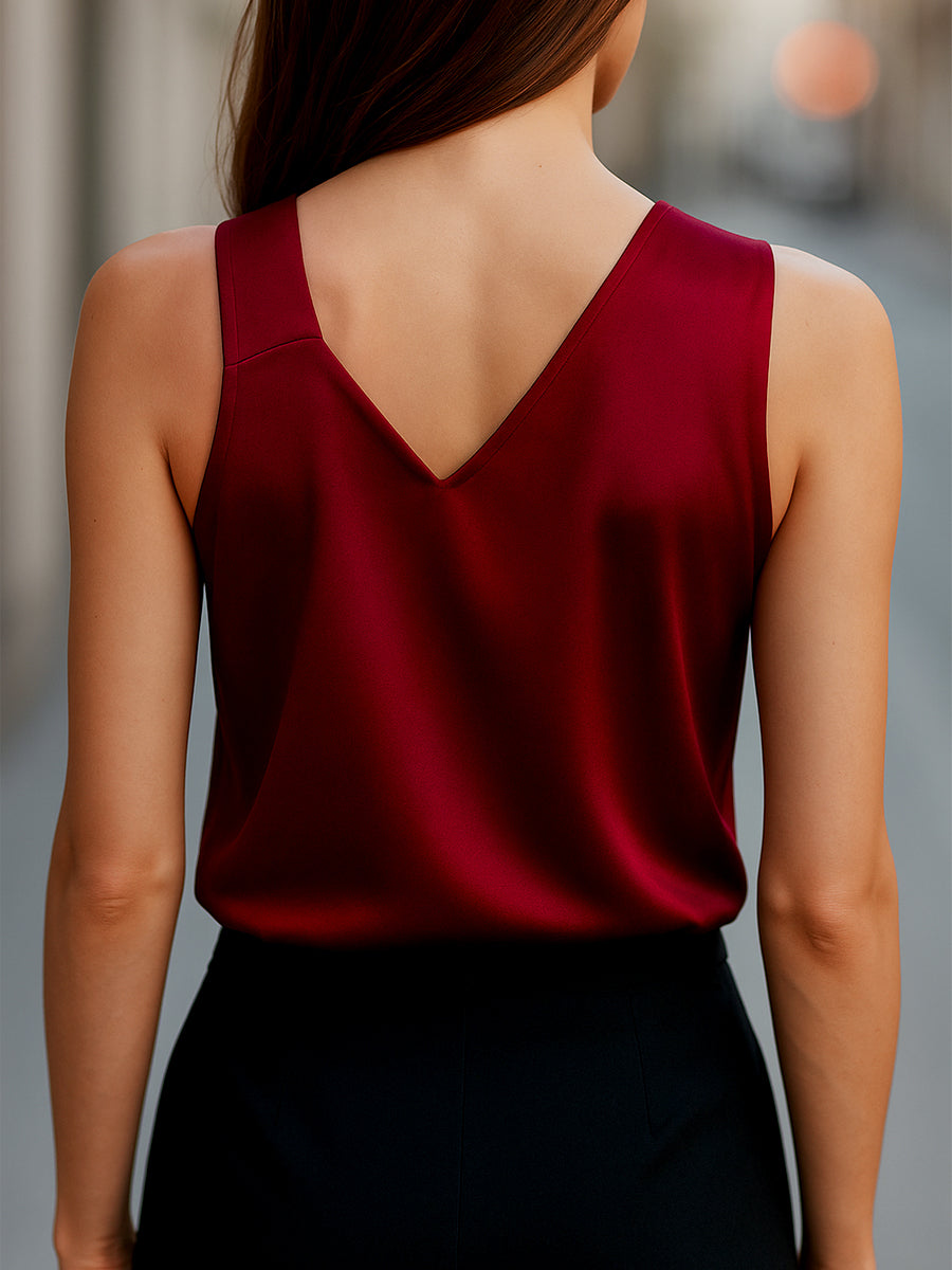 Dora - Elegant Asymmetrical Neck Satin Blouse