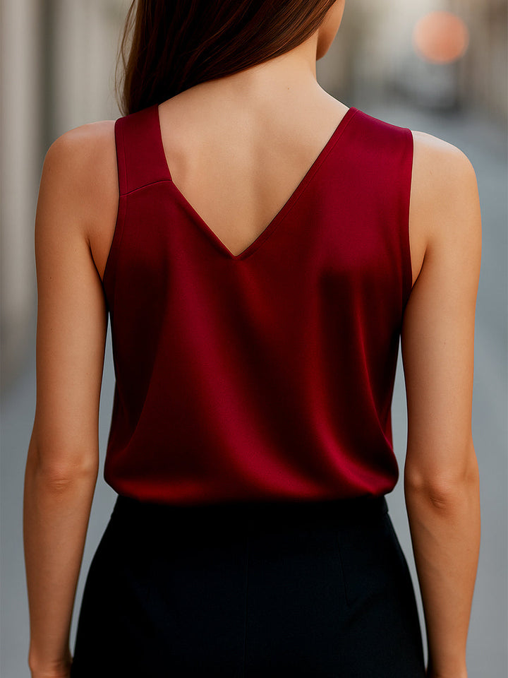 Dora - Elegant Asymmetrical Neck Satin Blouse