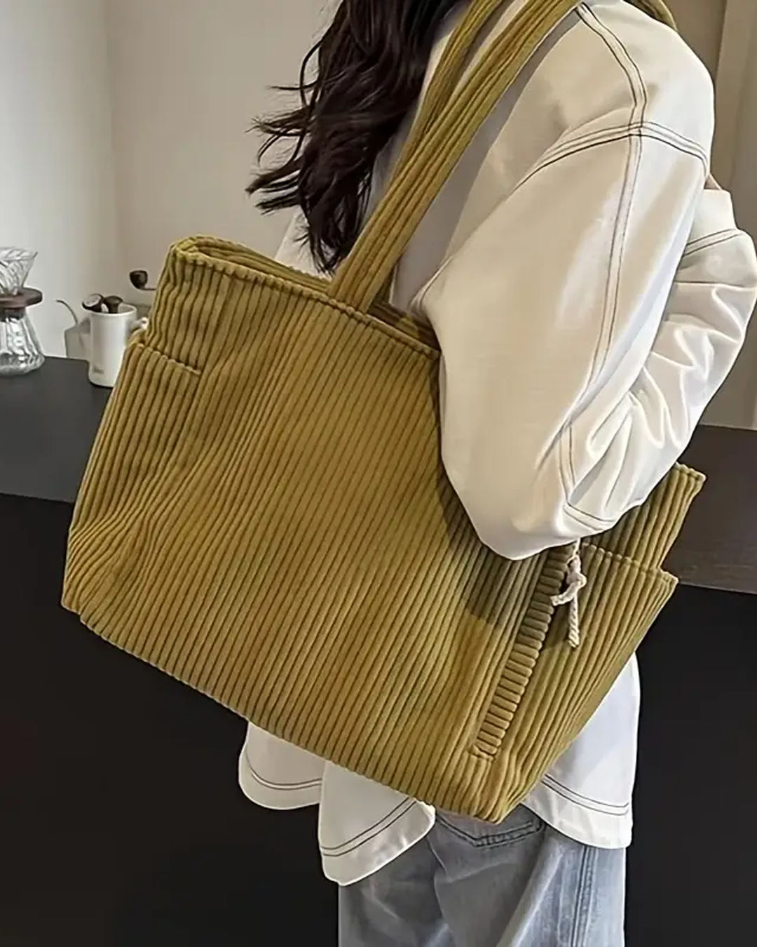 Lalevic – Ribbed Tote Bag Cord Detail Pockets