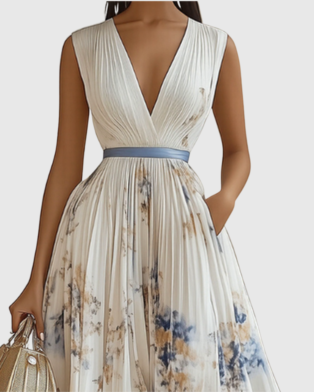 Rowella - Women Elegant Pleated Maxi Dress