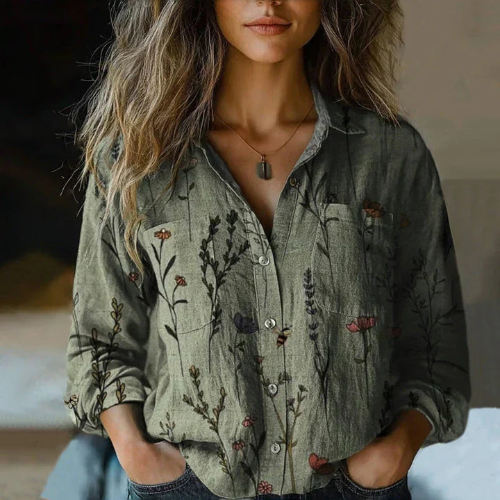 Rebecca - Bohemian Pattern V-Neck Blouse