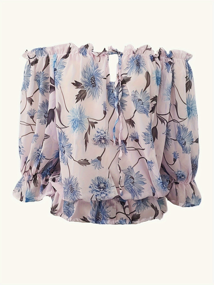Shirley - Summer Elastic Shoulder Chiffon Blouse
