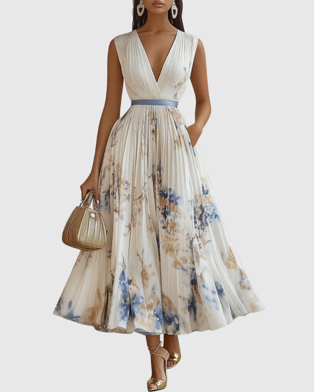 Rowella - Women Elegant Pleated Maxi Dress