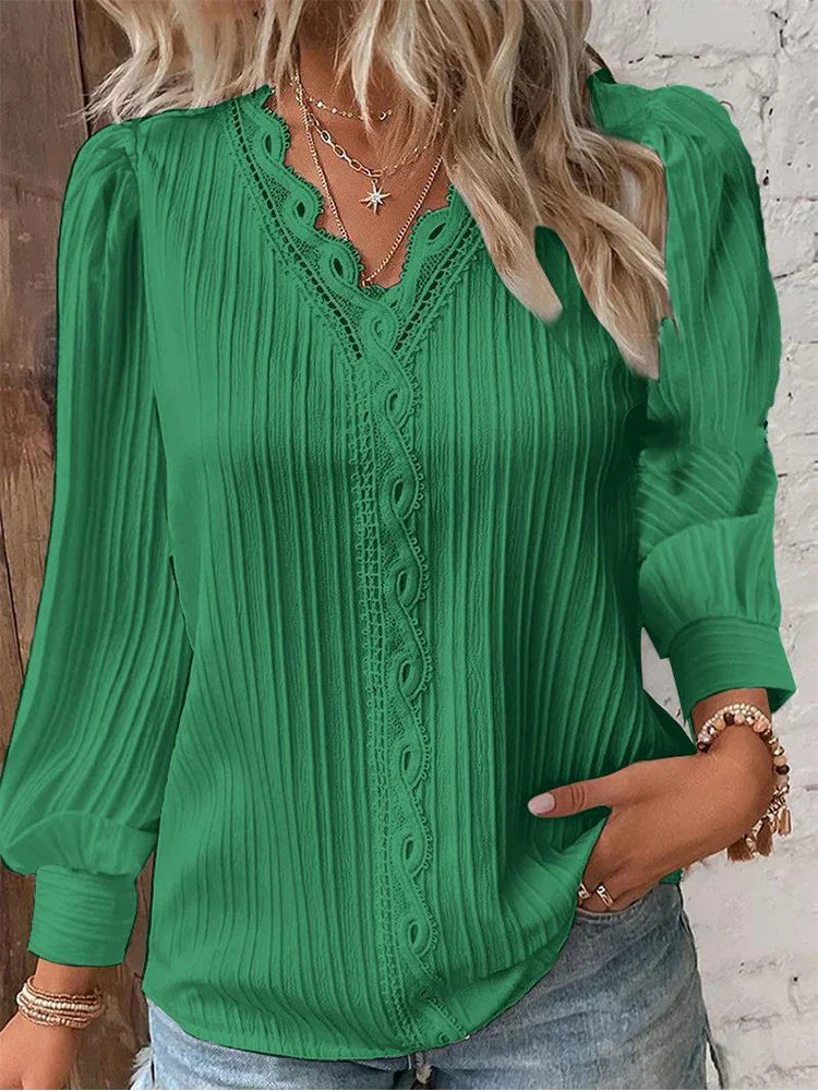 Sam - Spring Blouse with Chiffon and Lace Details