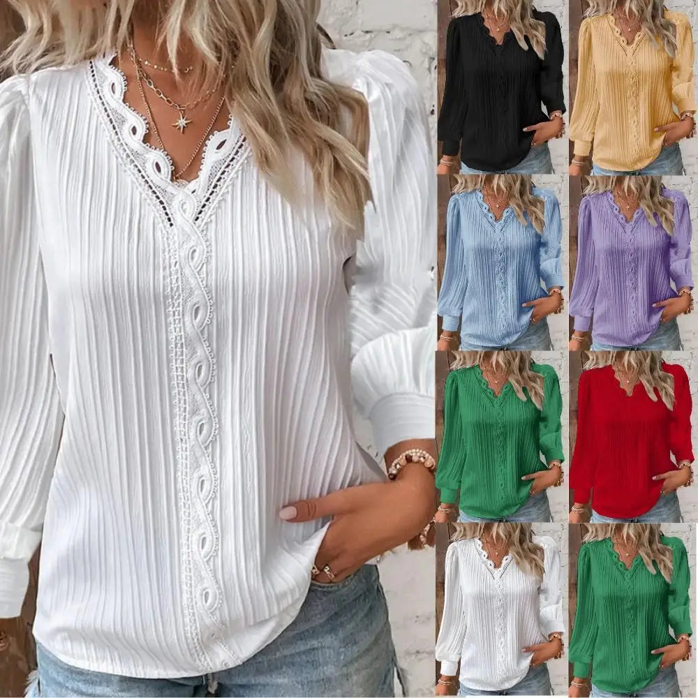 Sam - Spring Blouse with Chiffon and Lace Details